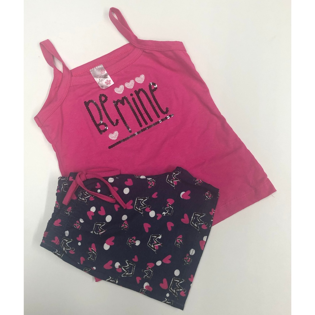 Conjunto Infantil Bebê Roupa Short Camiseta Tema Temático Moda Verão Look Estiloso Menina