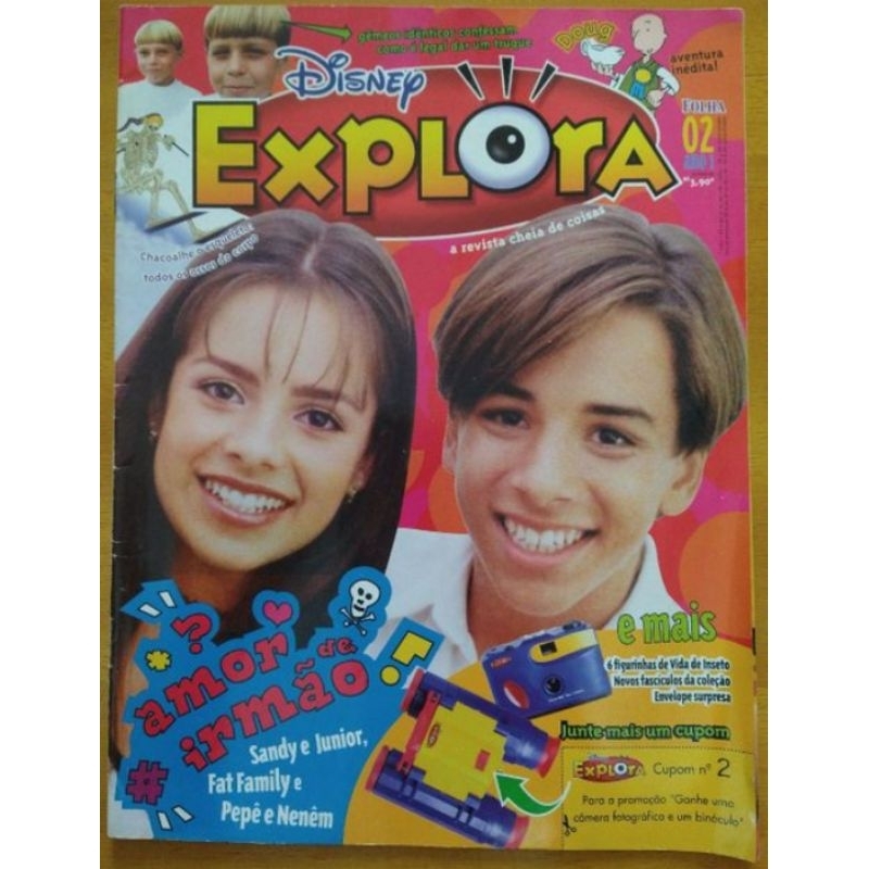Revista Disney Explora especial Sandy e Junior, raridade de 1999