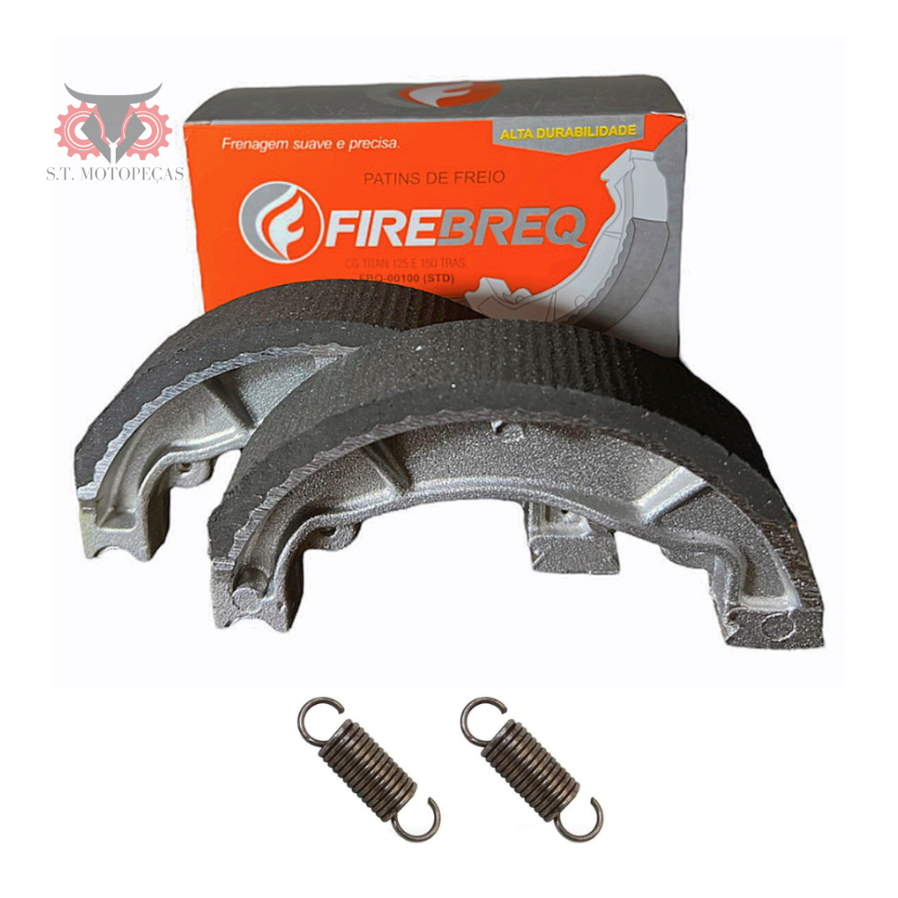 Patim Lona de Freio CG 125 Fan ES/KS Dianteira/Traseira + Molinhas Firebreq