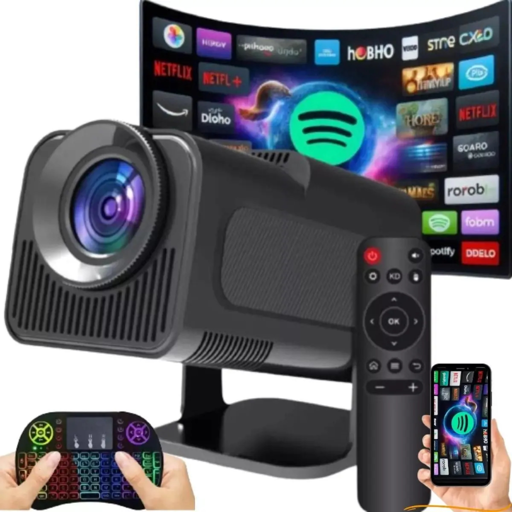 Projetor Hy 320 720p Wifi 5g Retroprojetor Bluetooth 4k - Full HD 1280x720p HY300 atualizado