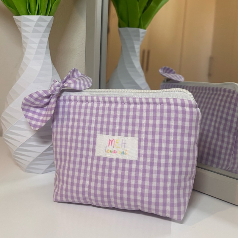 Mini necessaire trapézio lilás 13x10x6 em Oferta na Shopee