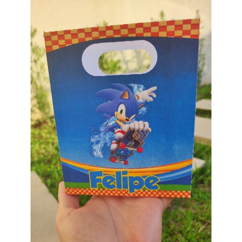 Pegue e Monte Sacolinha Surpresa Personalizado Sonic Lembrancinha de Festa Sonic Lembrança Festa Sonic Lembrança Sonic
