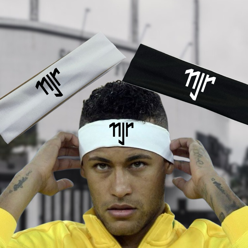 Faixa Testeira Neymar Jr - Preta e Branca - Tecido Leve e Costura de Qualidade - Estampa em DTF - Esportiva - NJR