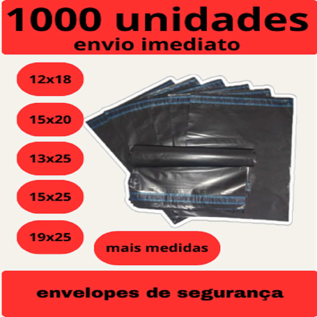 Kit c/1000 Envelope Segurança Embalagem Envio12x18 15x20 15x25 19x25 20x30 26x36 32x40 Saco Correio em Oferta na Shopee