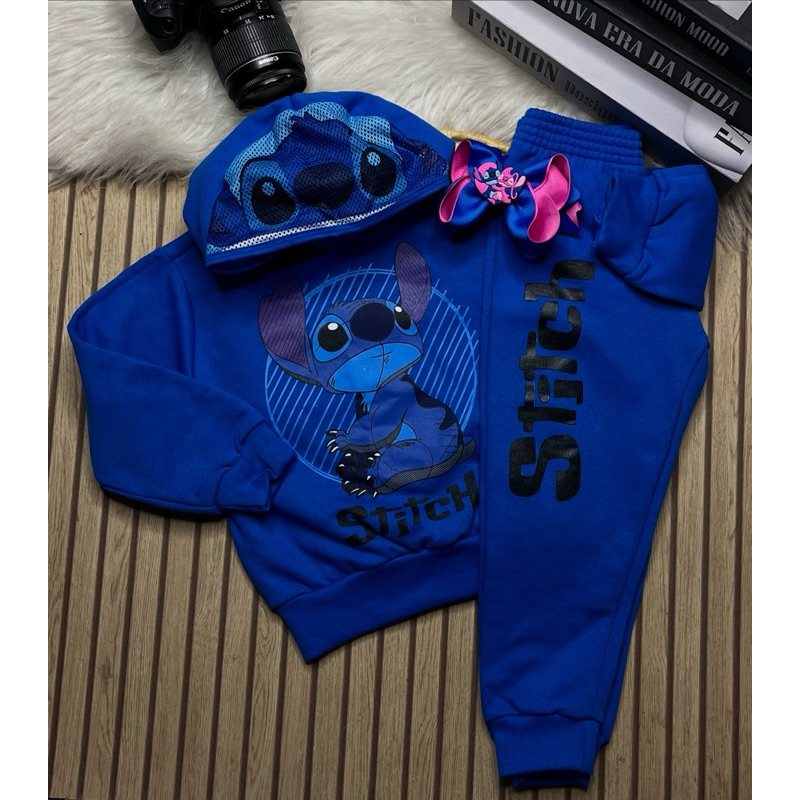 CONJUNTO STITCH INVERNO MOLETOM COM TOUCA TEMA