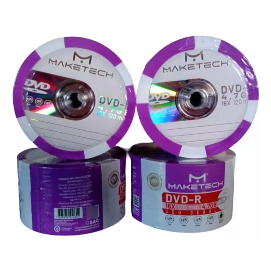 100 Dvd-r Maketech 4.7gb 16x Original - Promoção em Oferta na Shopee