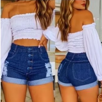 Bermuda Jeans Feminino Bermuda Destroyed Jeans Premium Da moda Short