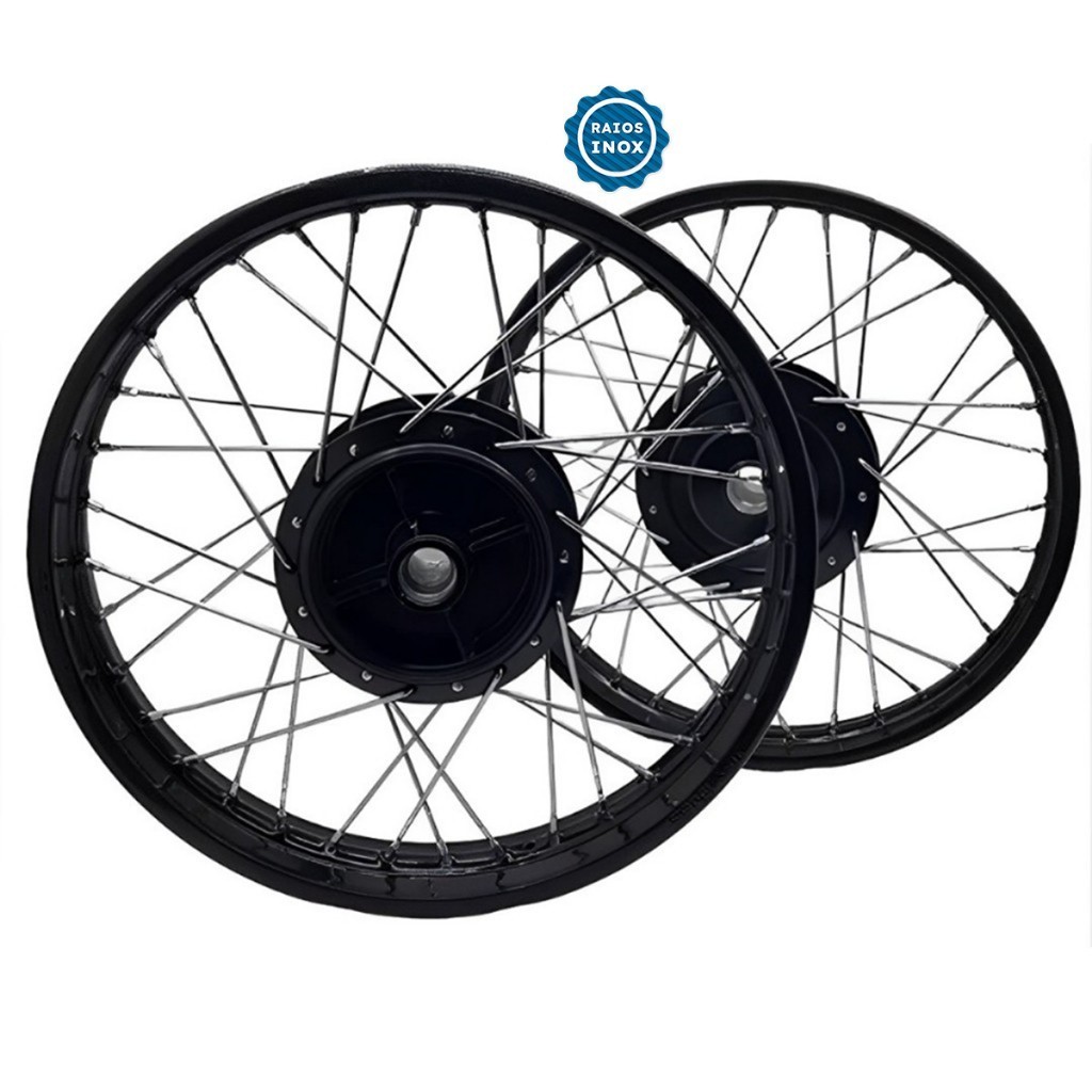 Par Roda Preto Ferro Cubo Preto Cg Titan Fan 150 Raio Inox