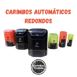 CARIMBO AUTOMATICO REDONDO PERSONALIZADO VÁRIOS TAMANHOS NYKON VC em Oferta na Shopee