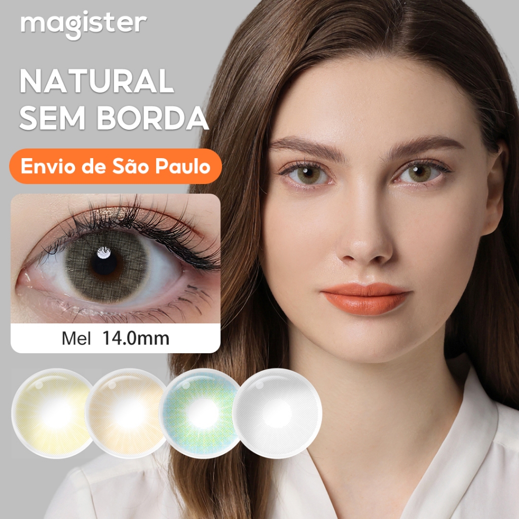 Magister Hidrocor Lentes De Contato Natural Sem borda lente colorida 14.0mm Mel e Quartz (1 Par)