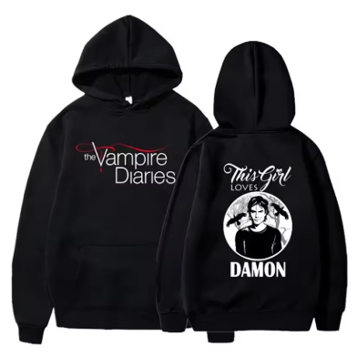 Moletom The Vampire Diaries Lançamento Blusa de frio com capuz Algodão Unissex Inverno Casaco