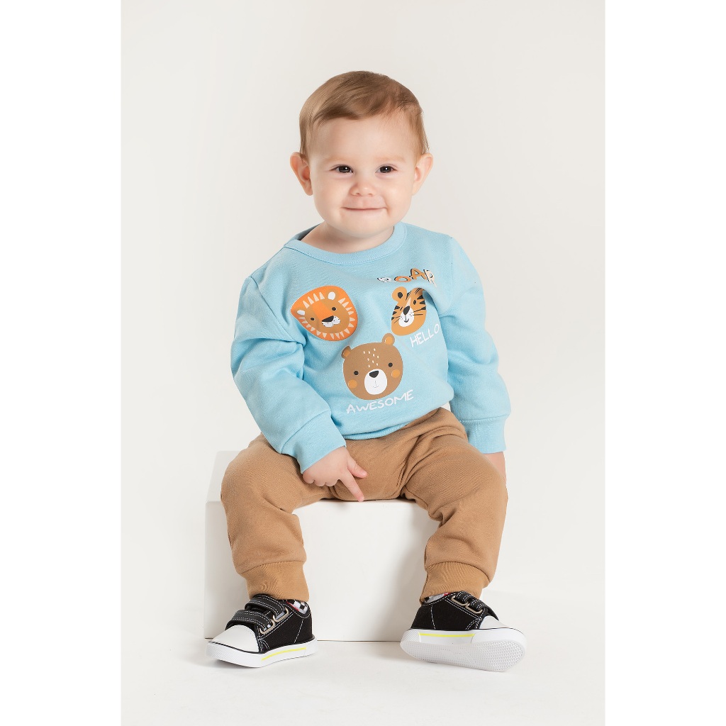 Conjunto Infantil Menino Moletom Peluciado Roar