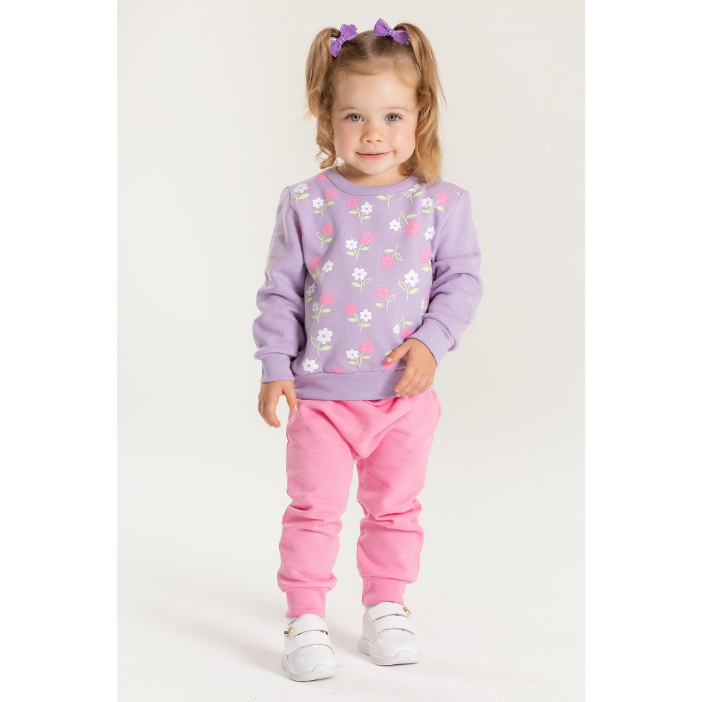 Conjunto Infantil Menina Moletom Peluciado Lilás