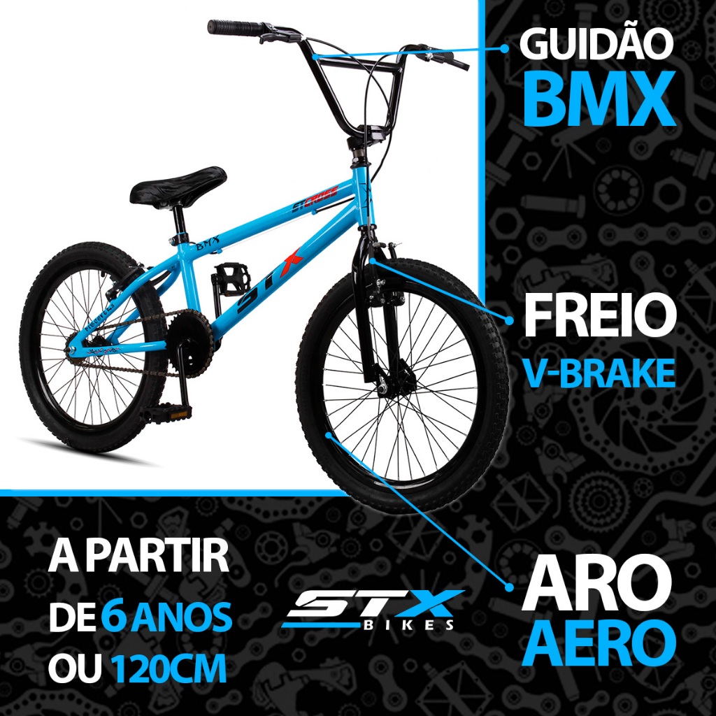 Bicicleta Aro 20 STX STCROSS BMX Infantil Aro Aero V-Brake