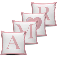 Kit Com 4 Capas Almofadas Amor 45x45cm Rosa
