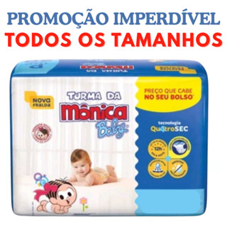 fralda descartável turma da Monica jumbinho extra seco todos os tamanhos P,M,G,XG promoção