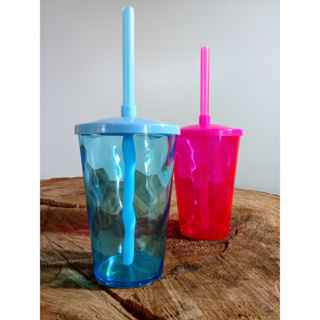 20 COPOS TWISTER CRISTAL 300ML COM TAMPA E CANUDO COLORIDOS PARA ADESIVAR E PERSONALIZAR em Oferta na Shopee