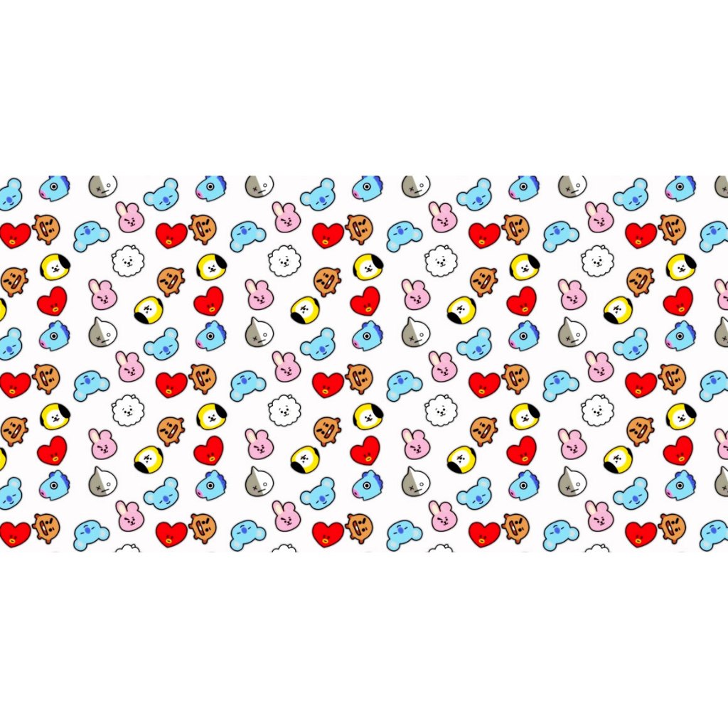 Tecido BT21 Fundo Branco Oxford Estampado Infantil Festa Decoração Corte Costura Pronta Entrega
