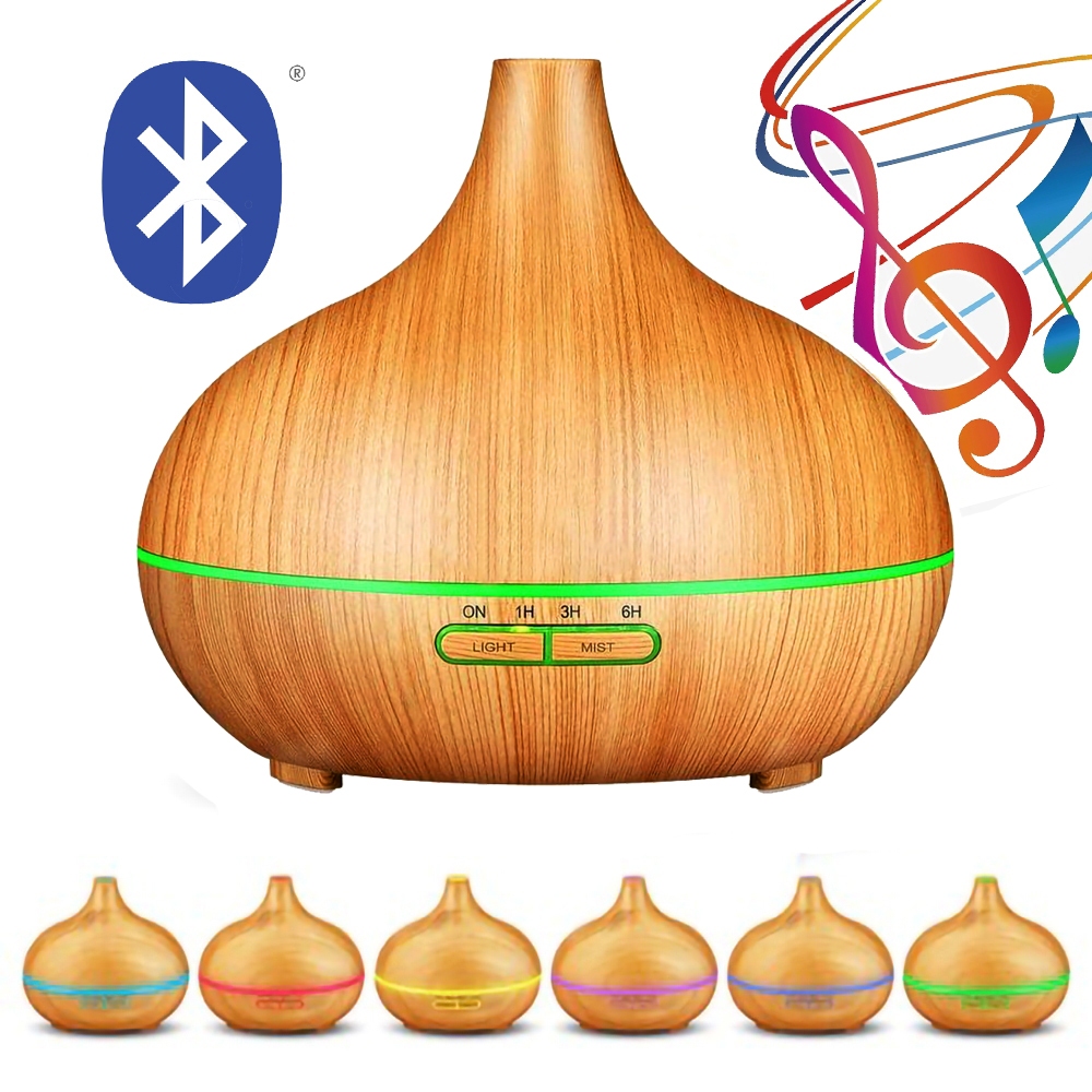 Umidificador de Ar e Difusor de Aromas 500ML Com Bluetooth e Controle Remoto