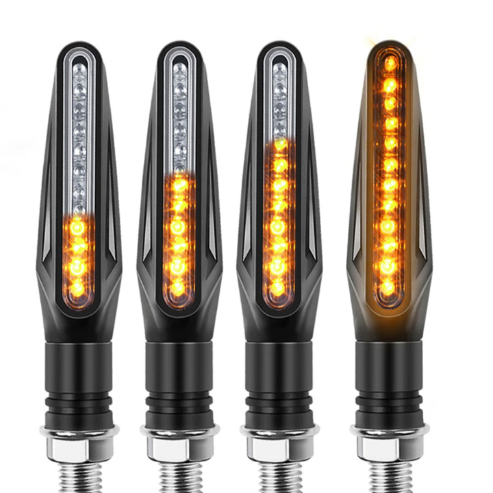 Kit 2/4 Peças Pisca Palito Slim De Seta Led Sequencial Esportiva Para Moto Amarelo Universal 12V