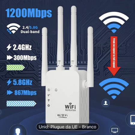 Repetidor WiFi  – Amplificador de Sinal Ultra Rápido e Forte 110V/220V – Modelo G8