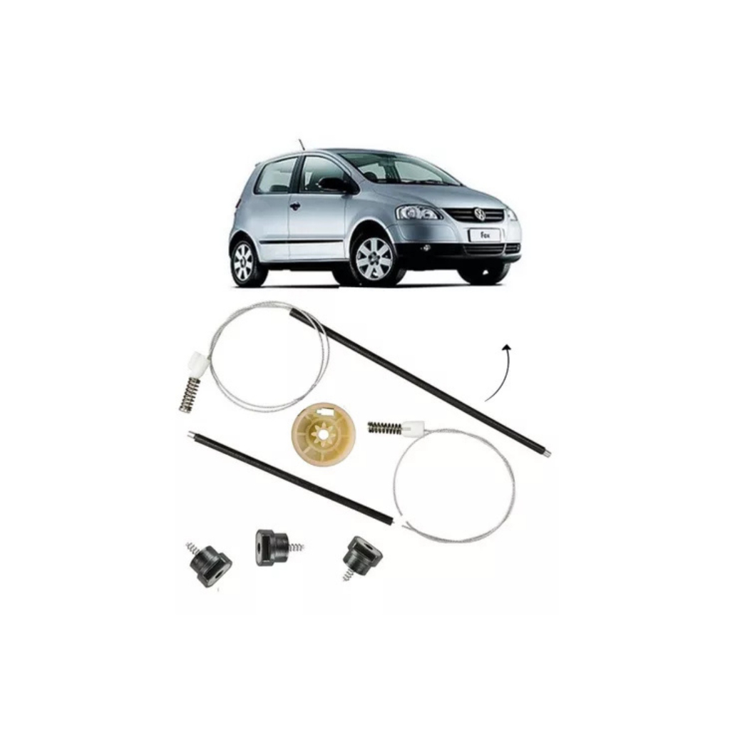 Kit Reparo Cabo De Aço Da Maquina Vidro Fox 2 Portas Elétrico Dianteiro 3 Coxim Máquina