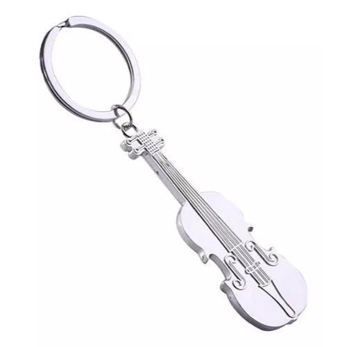 Chaveiro Presente Musical 3D Prateado Pingente Violino Metal Chaveiro Presente Musical 3D Prateado Pingente Violino Metal