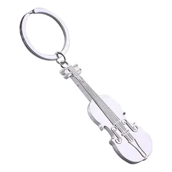Chaveiro Presente Musical 3D Prateado Pingente Violino Metal