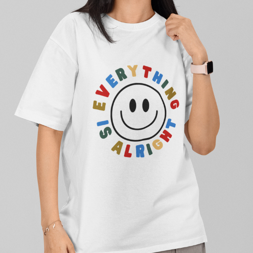 CAMISETA SMILE OVERSIZED LARGA FEMININA ESTAMPADA CAMISA UNISSEX TREINO ACADEMIA CONFORTAVEL ALGODÃO FIO 30.1