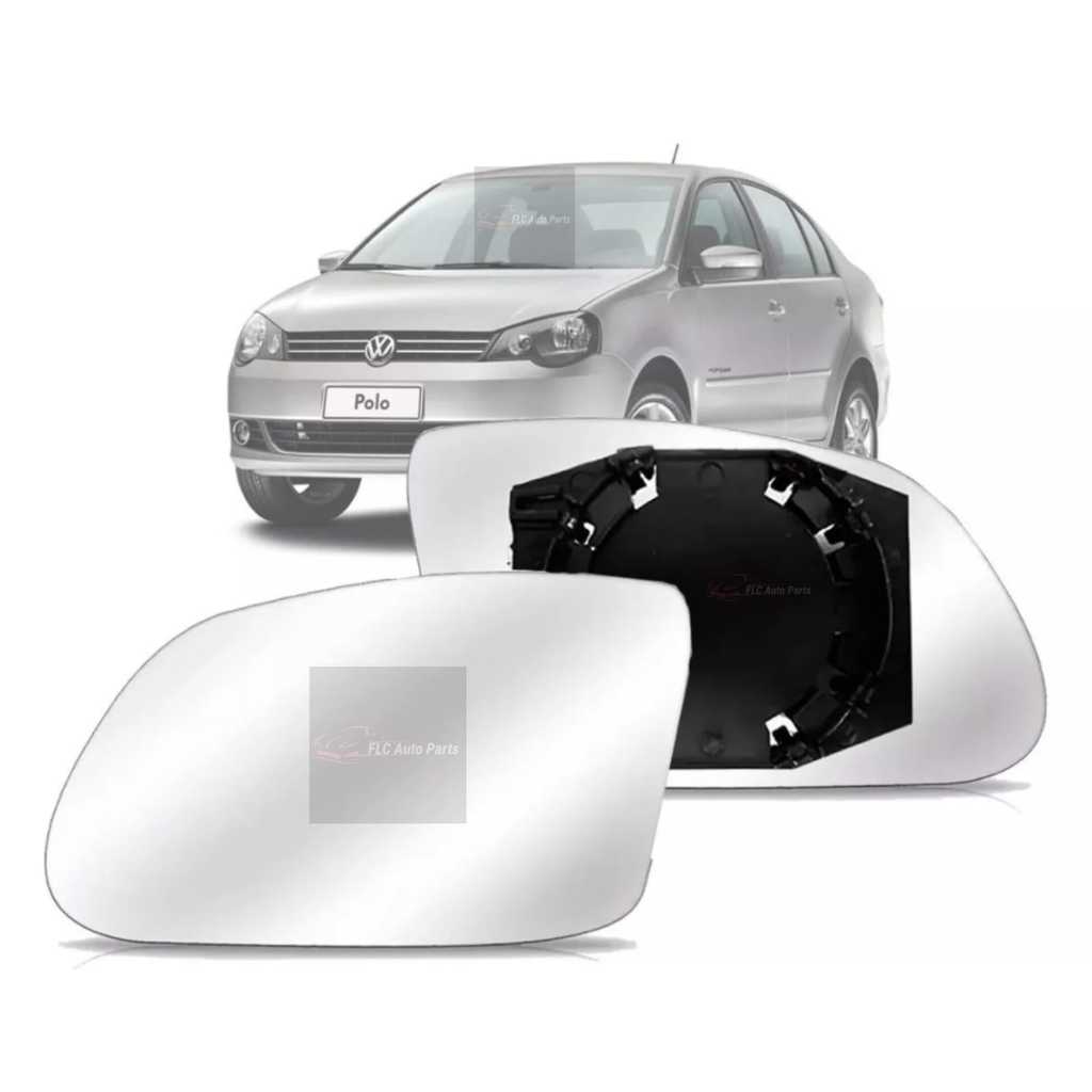 Lente Convexo Espelho Retrovisor + Base Polo 2002 A 2011 Lado Esqerdo ( Motorista)