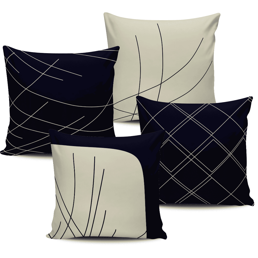 Kit Com 4 Capas Almofadas Decorativa Linhas 45x45cm Azul em Oferta na Shopee
