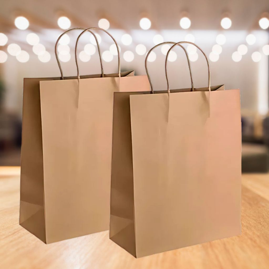 Kit 20 Sacola De Papel M 26x23,5x17 Resistente C/ Alça Kraft Presente Delivery em Oferta na Shopee