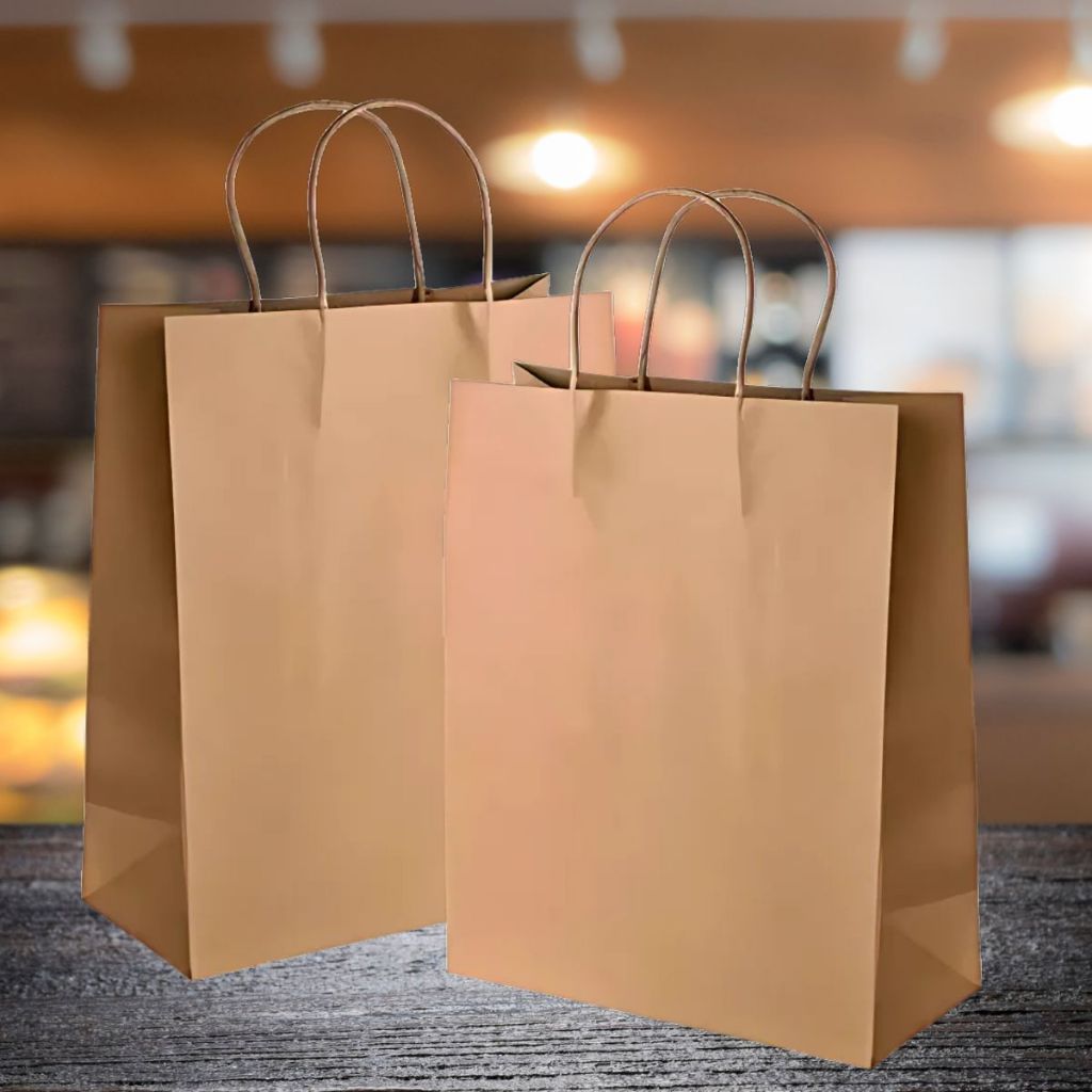 10 Sacola de Papel com Fundo Largo M 26x23,5x17cm Kraft Presente - Cromus em Oferta na Shopee