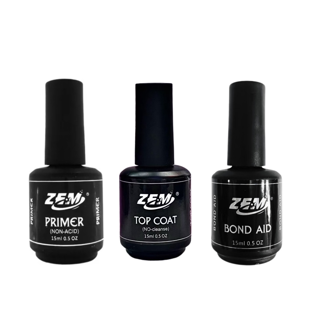 Kit  de preparador do zem pretinho do poder(top coat/bond aid/primer sem ácido)