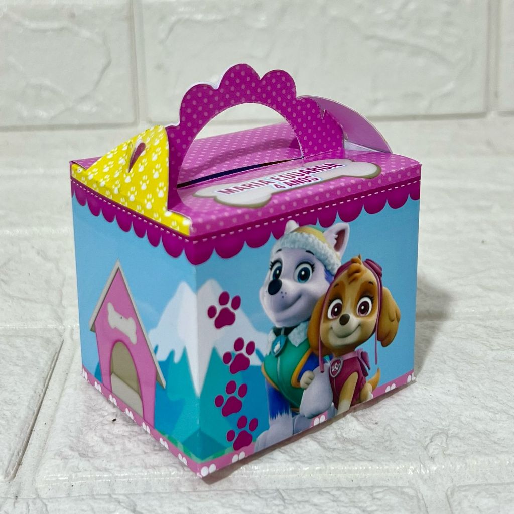 Caixa LANCHINHO Personalizada PATRULHA CANINA ROSA - Caixinhas Personalizadas - Aniversário - Lembrancinhas