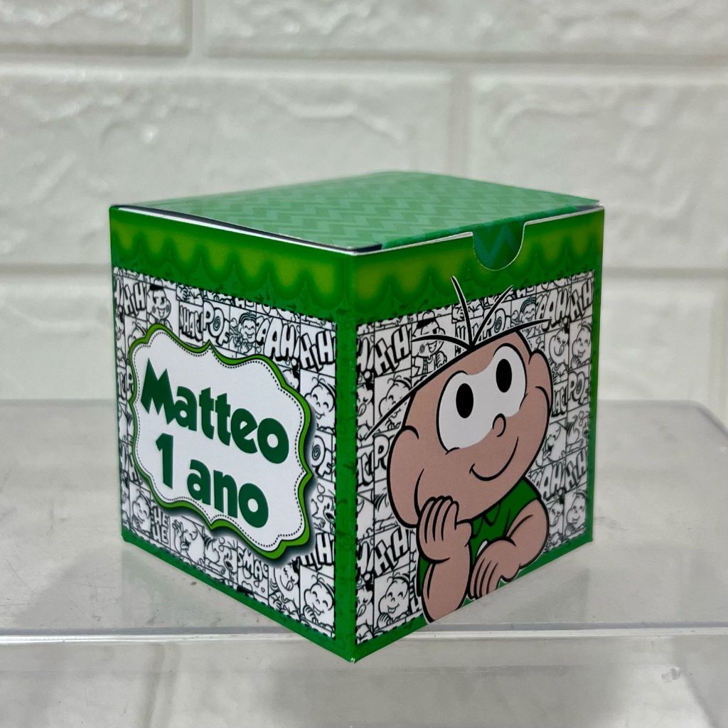 Caixa CUBO Personalizada CEBOLINHA - Caixinhas Personalizadas - Aniversário - Lembrancinhas (PAPEL FOTOGRÁFICO 180G)