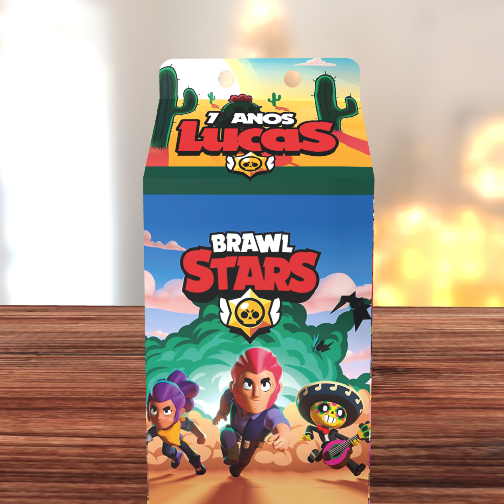 kit 10/20/30/40/50/60 Caixa Milk brawl stars Personalizada  com nome festa brawl stars