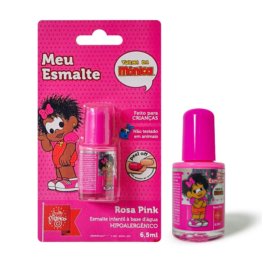 Meu Esmalte Infantil Turma da Mônica Milena Cor Rosa Pink Aroma Uva Hipoalergênico 6,5ml - Beauty
