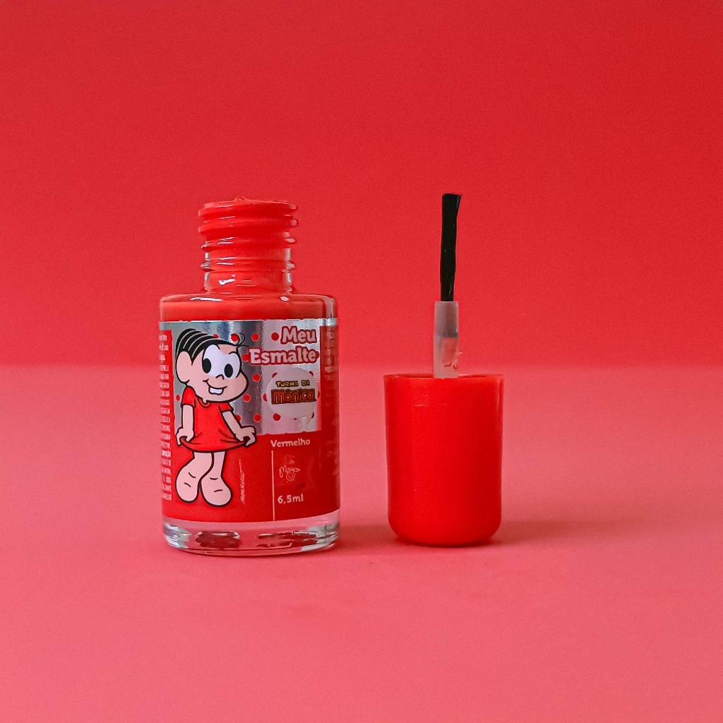 Detalhes do Meu Esmalte Infantil Turma da Mônica Cor Vermelho Aroma Uva Hipoalergênico 6,5ml