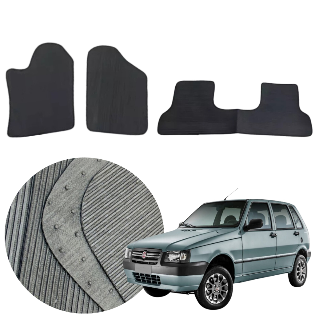 Jogo de Tapete Fiat Uno Mille 1990 1991 1992 1993 1994 1995 1996 1997 1998 1999 2000 2001 2002 2003 2004 2005 2006 2007