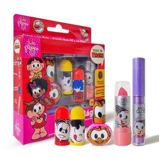 Kit 5 Peças Maquiagem Infantil Turma da Mônica 2 Lip Balms + 1 Batom + 1 Esmalte Peel Off + 1 Lip Gloss Cores Mágicas em Oferta na Shopee