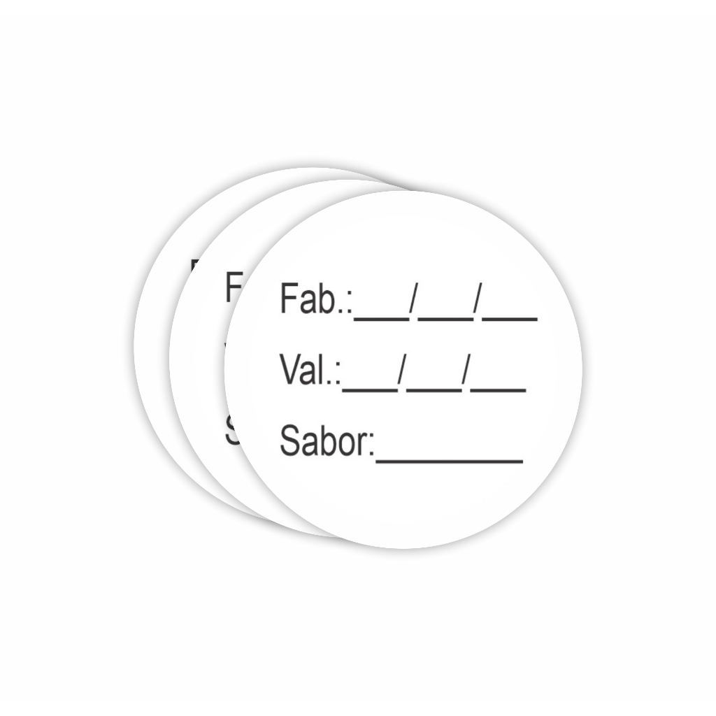 Adesivo Personalizado 4x4cm com Validade Fabricação e Sabor