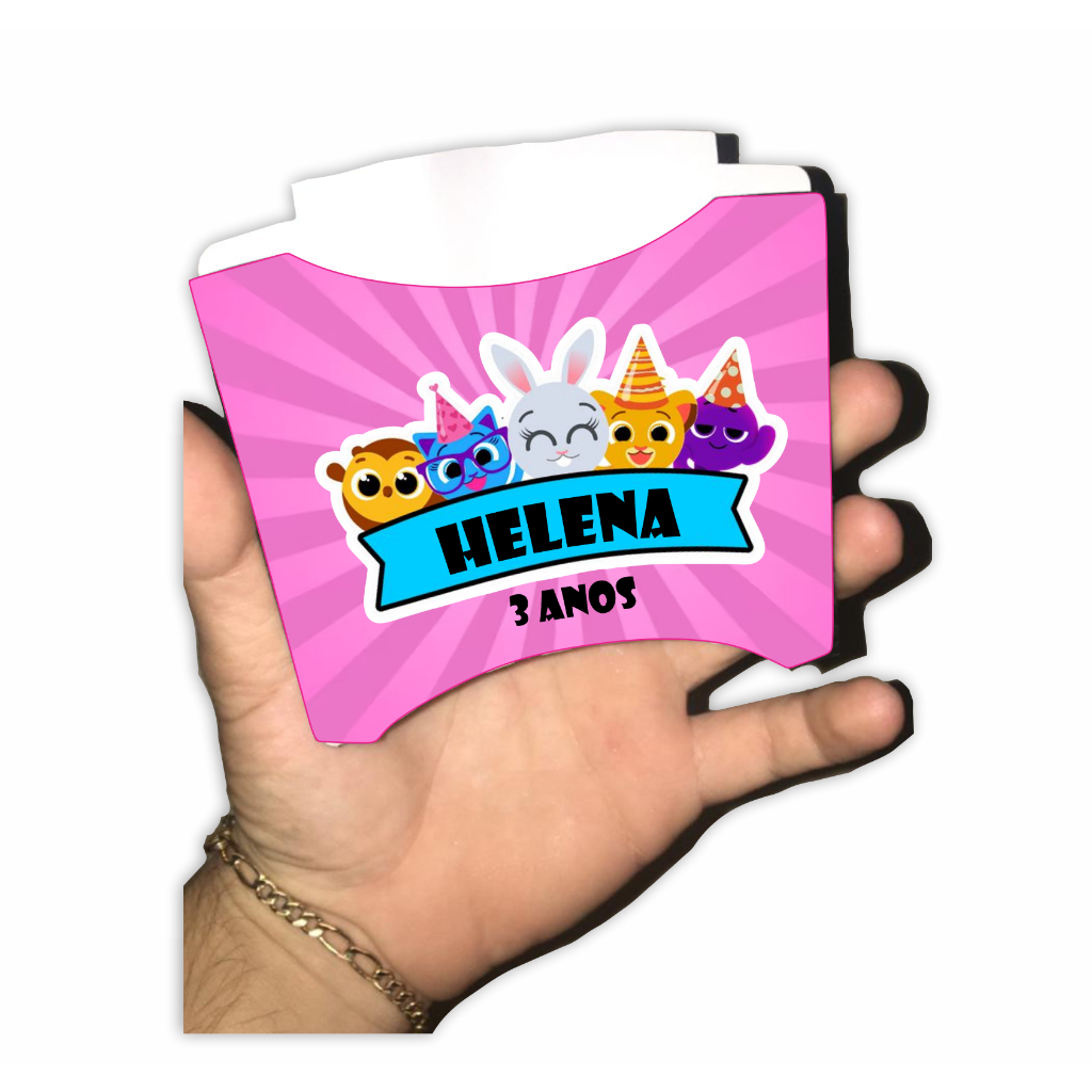 300 Caixinhas de Fritas Bolofofos Menina Lembrancinha Decoração Aniversário personalizada com nome