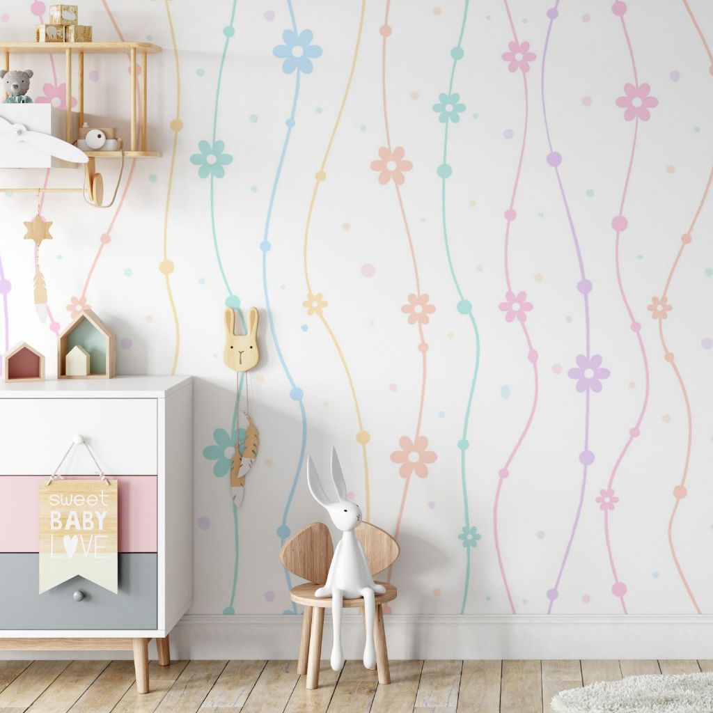 Papel de Parede Flores Quarto Adesivo Floral Infantil Autocolante Coloridas em Oferta na Shopee