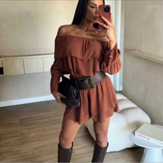 PARIS CONJUNTO BOHO CHIC COM SHORT SAIA BATA EM DUNA TENDÊNCIA em Oferta na Shopee