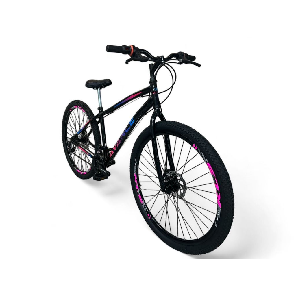 Bicicleta Aro 29 Aço  21v Freio Disco Bike Mtb Quadro 17 - Rosa / Azul em Oferta na Shopee