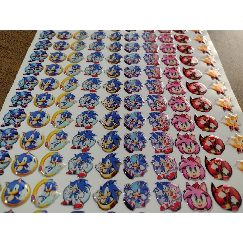 ADESIVOS RESINADOS PARA ENFEITE DE LAÇOS TEMA SONIC NO FORMATO DO DESENHO.