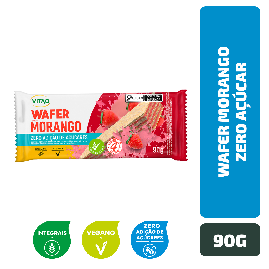Wafer Morango Zero Açúcar Vitao 90 g
