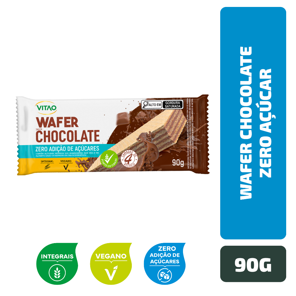 Wafer Chocolate Zero Açúcar Vitao 90G