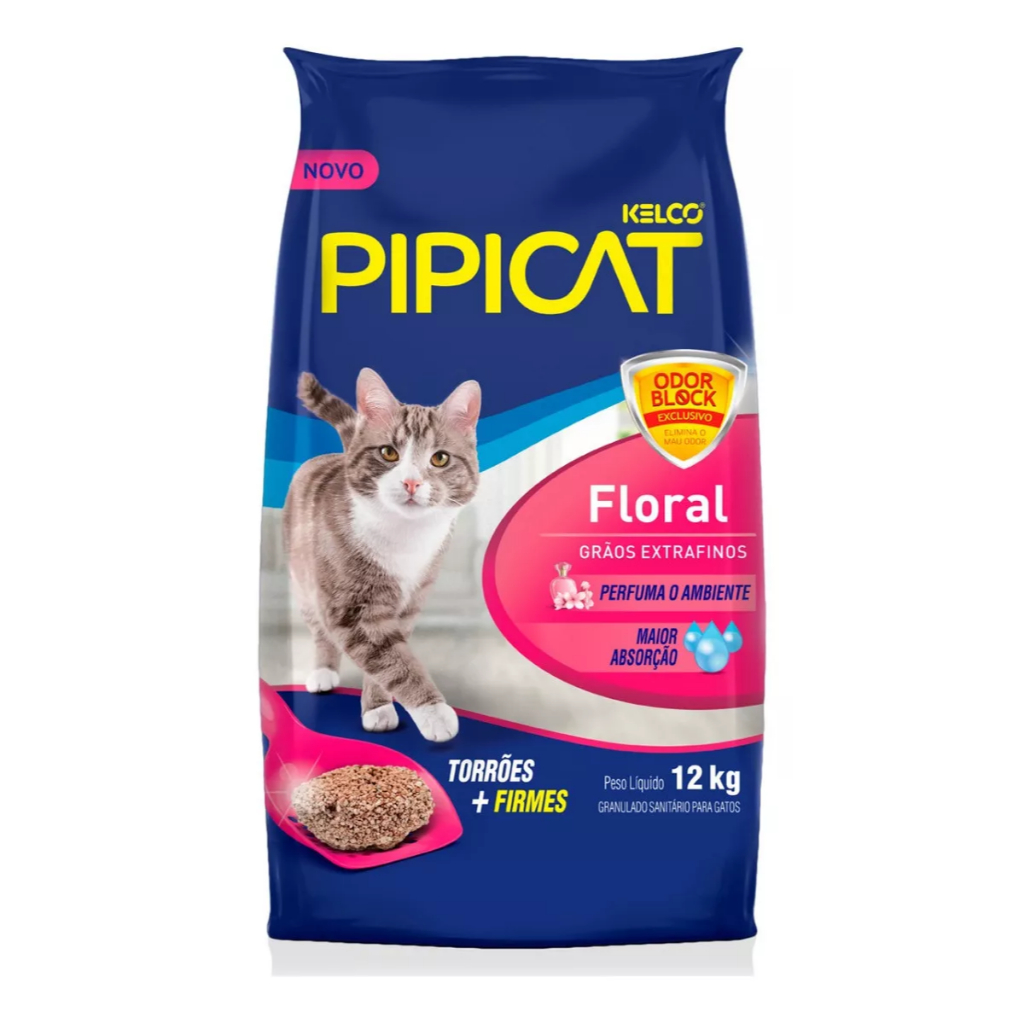 Areia Sanitária Pipicat Floral Para Gatos Kelco 12kg em Oferta na Shopee